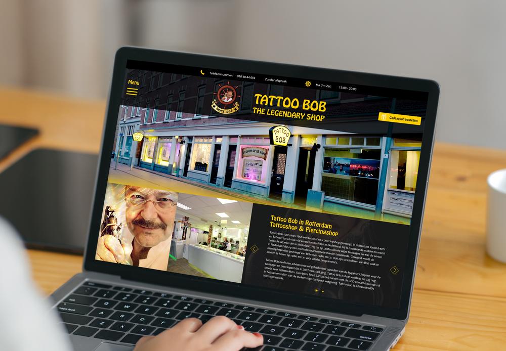 Nieuwe website | de Tattoo Bob website op een laptopscherm